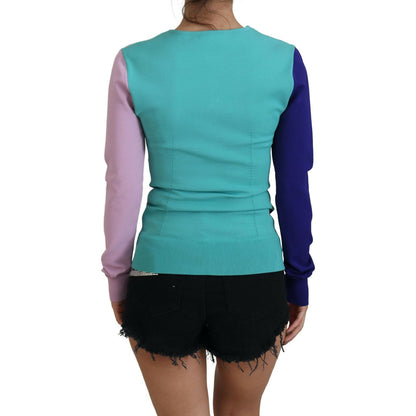 Dolce & Gabbana Multicolor V-neck Viscose Long Sleeves Sweater Dolce & Gabbana