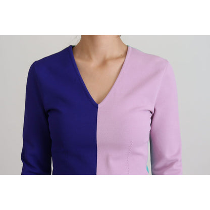 Dolce & Gabbana Multicolor V-neck Viscose Long Sleeves Sweater Dolce & Gabbana