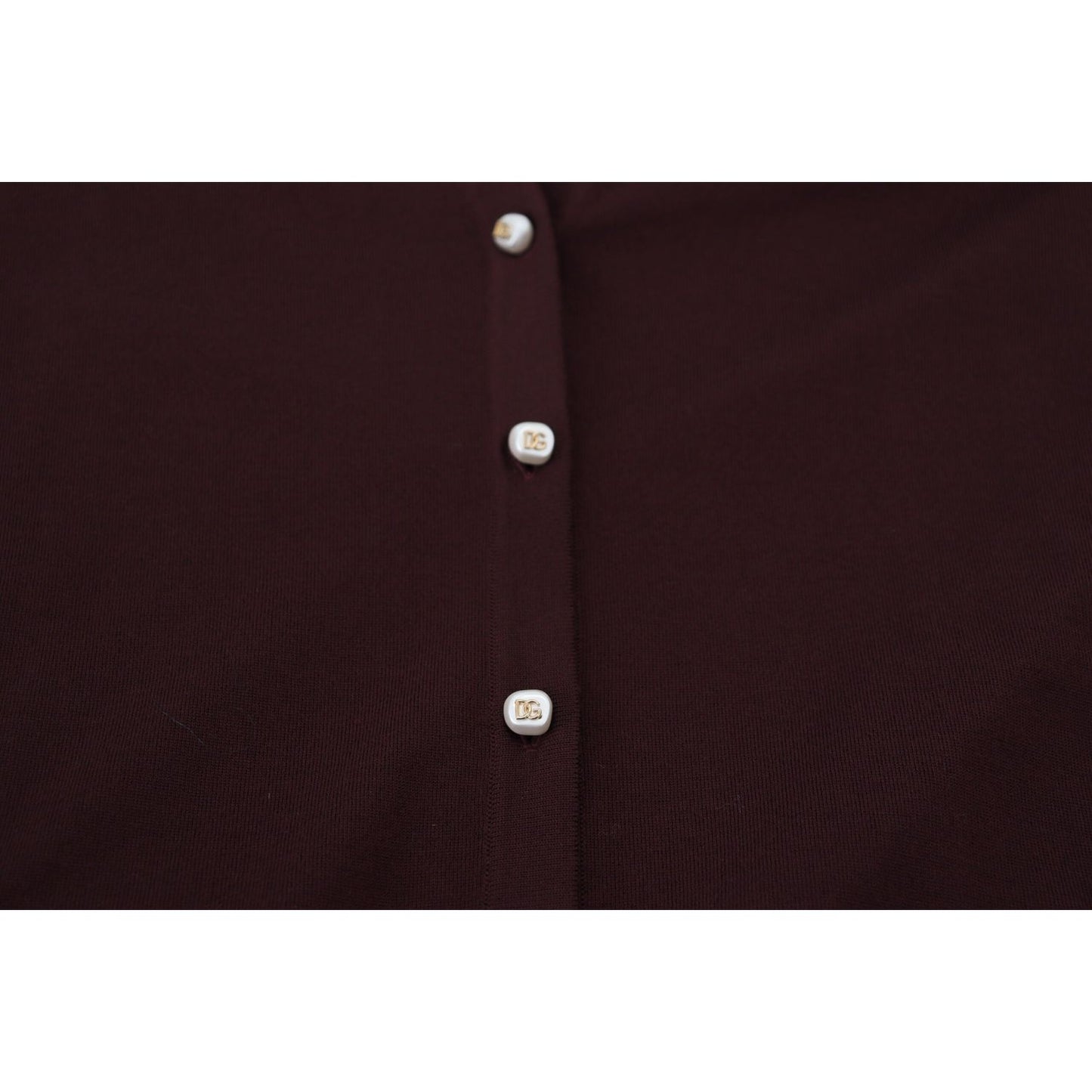 Dolce & Gabbana Maroon Wool Knit Deep V-neck Cardigan Sweater Dolce & Gabbana