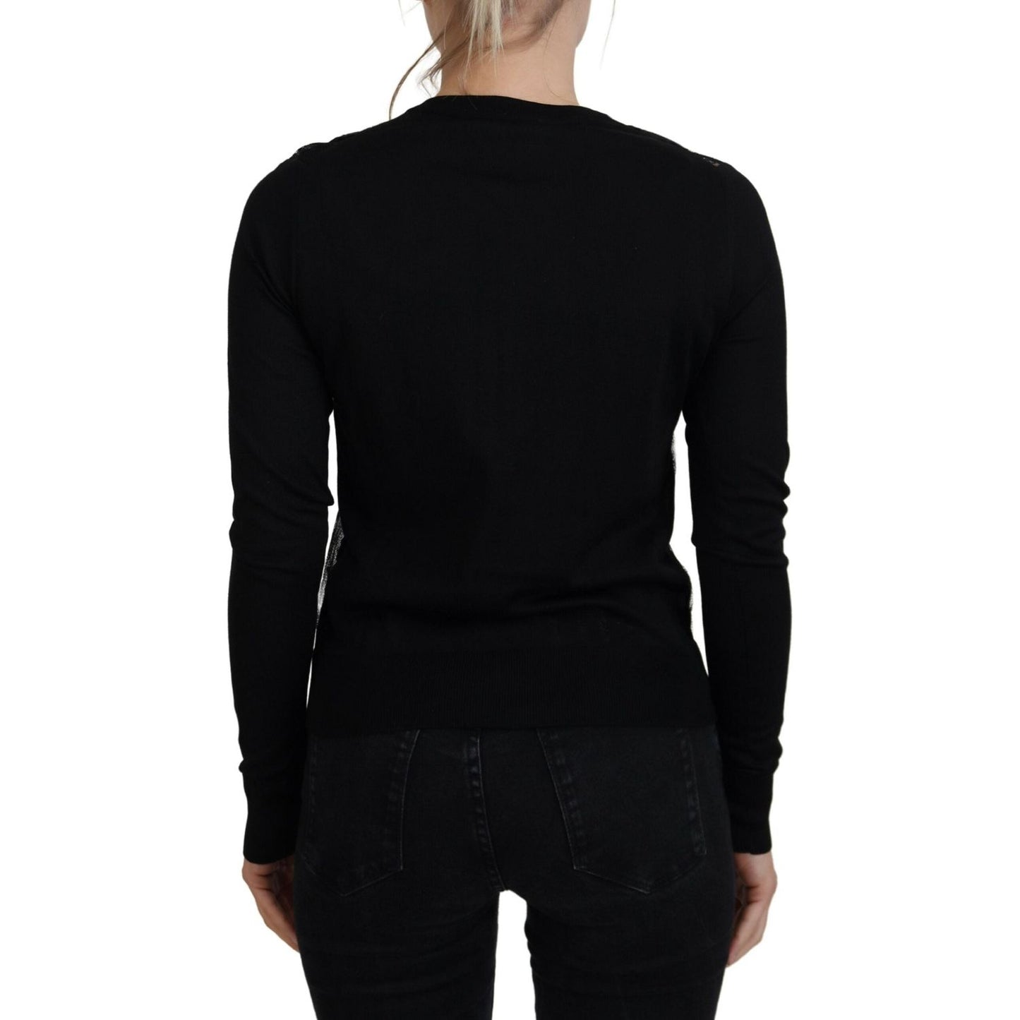 Dolce & Gabbana Black Floral Lace Button Cardigan Sweater Dolce & Gabbana