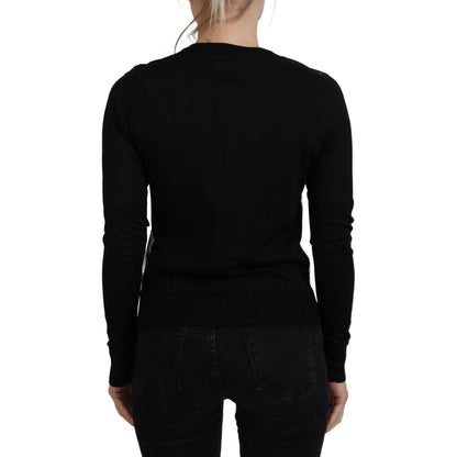Dolce & Gabbana Black Floral Lace Button Cardigan Sweater Dolce & Gabbana