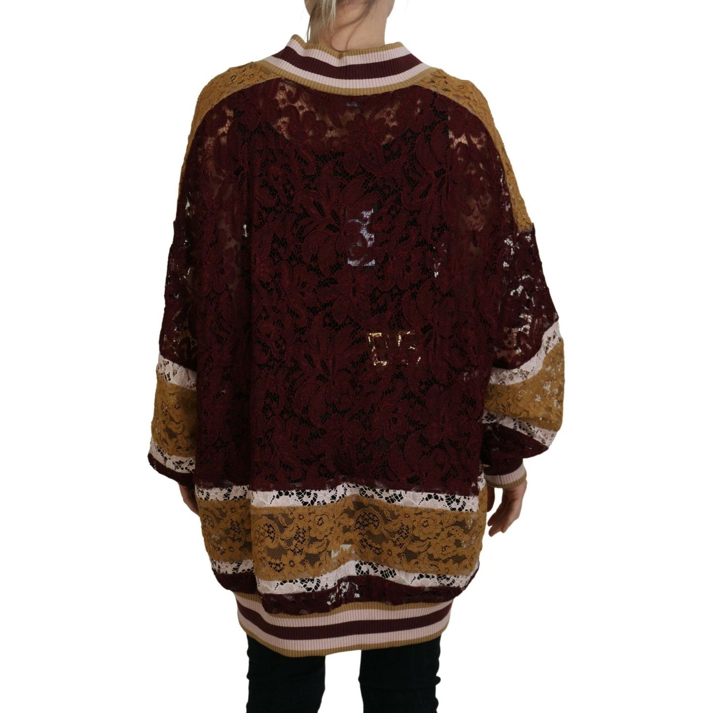 Dolce & Gabbana Multicolor Lace V-neck Pullover Sweater Dolce & Gabbana