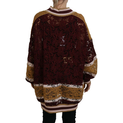 Dolce & Gabbana Multicolor Lace V-neck Pullover Sweater Dolce & Gabbana