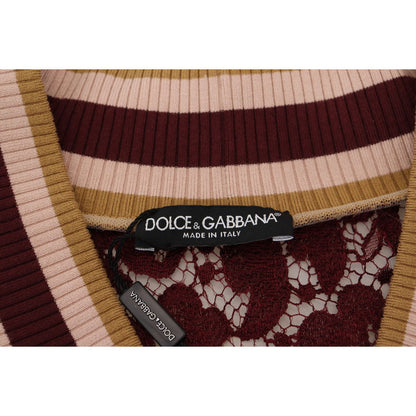 Dolce & Gabbana Multicolor Lace V-neck Pullover Sweater Dolce & Gabbana