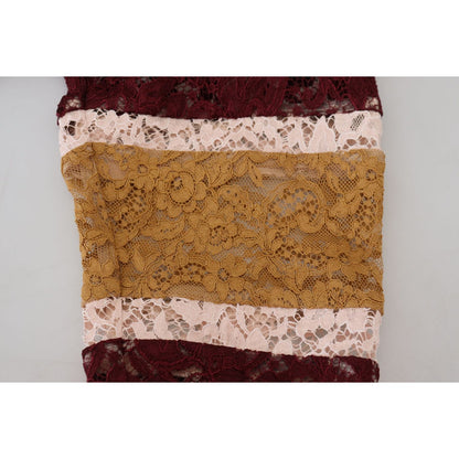 Dolce & Gabbana Multicolor Lace V-neck Pullover Sweater Dolce & Gabbana