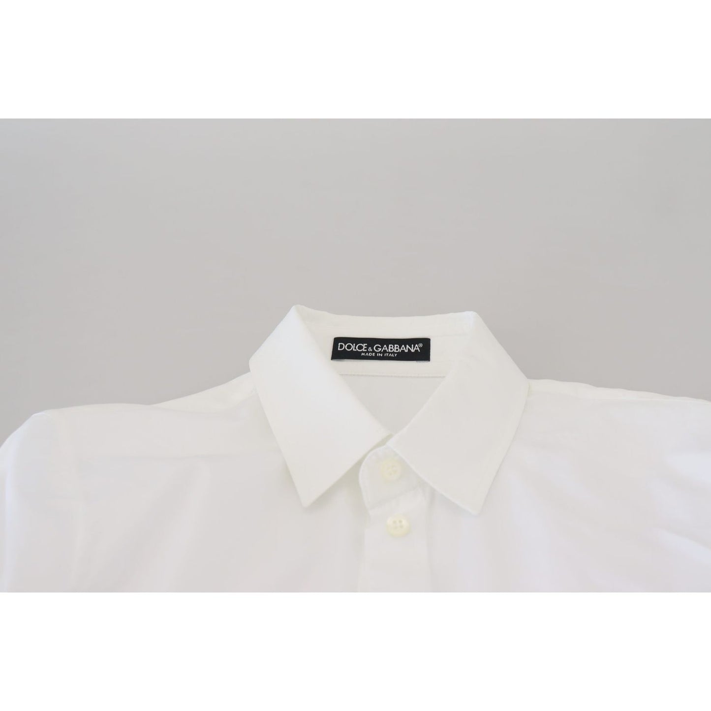 Dolce & Gabbana White Cotton Collared Long Sleeves Formal Top Dolce & Gabbana