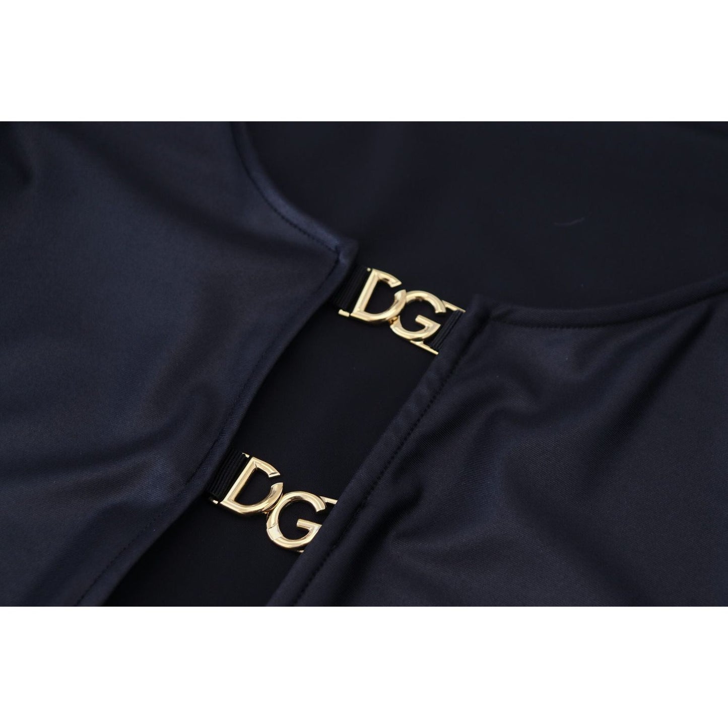 Dolce & Gabbana Black Cotton Stretch Open Chest 3/4 Sleeve Top Dolce & Gabbana