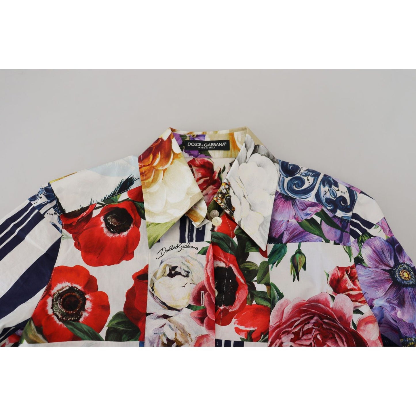 Dolce & Gabbana Multicolor Floral Cotton Collared Blouse Top Dolce & Gabbana