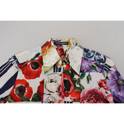 Dolce & Gabbana Multicolor Floral Cotton Collared Blouse Top Dolce & Gabbana