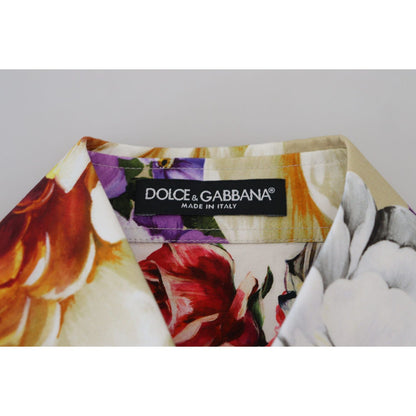 Dolce & Gabbana Multicolor Floral Cotton Collared Blouse Top Dolce & Gabbana