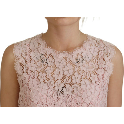 Dolce & Gabbana Pink Floral Lace Sleeveless Tank Blouse Top Dolce & Gabbana