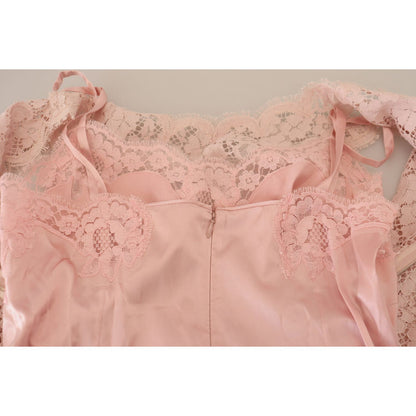 Dolce & Gabbana Pink Floral Lace Sleeveless Tank Blouse Top Dolce & Gabbana