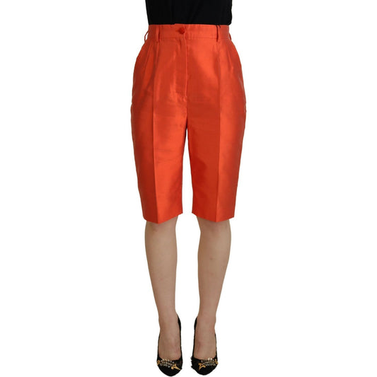 Dolce & Gabbana Orange Silk High Waist Cropped Pants Dolce & Gabbana