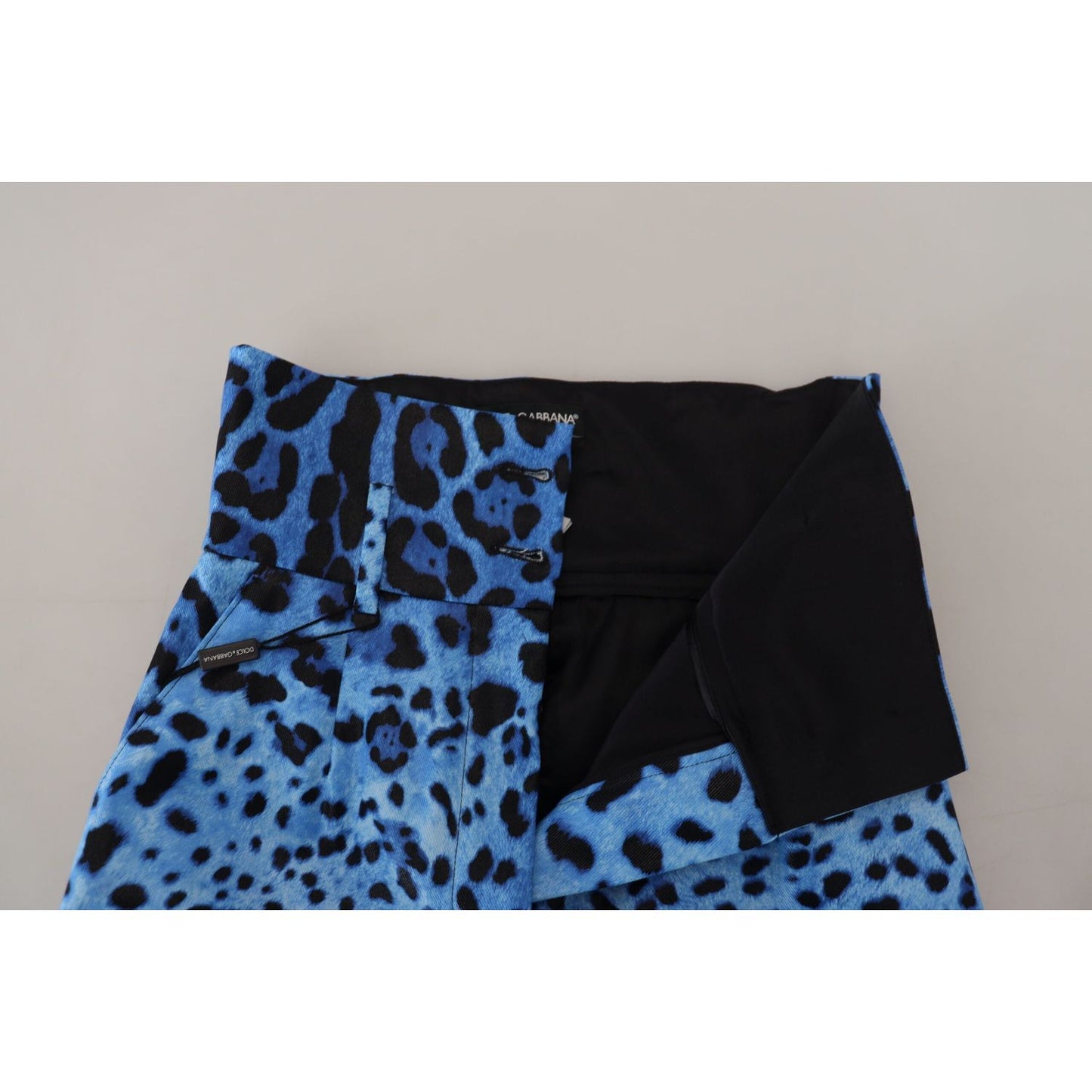 Dolce & Gabbana Blue Leopard Print High Waist Pants Dolce & Gabbana