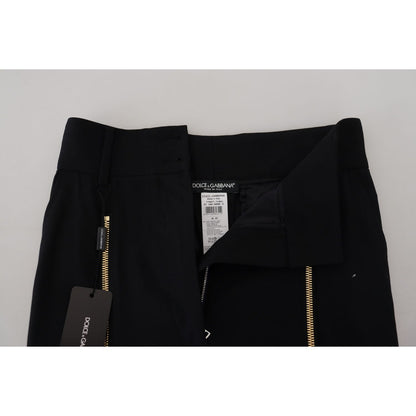 Dolce & Gabbana Black Wool High Waist Tapered Pants Dolce & Gabbana