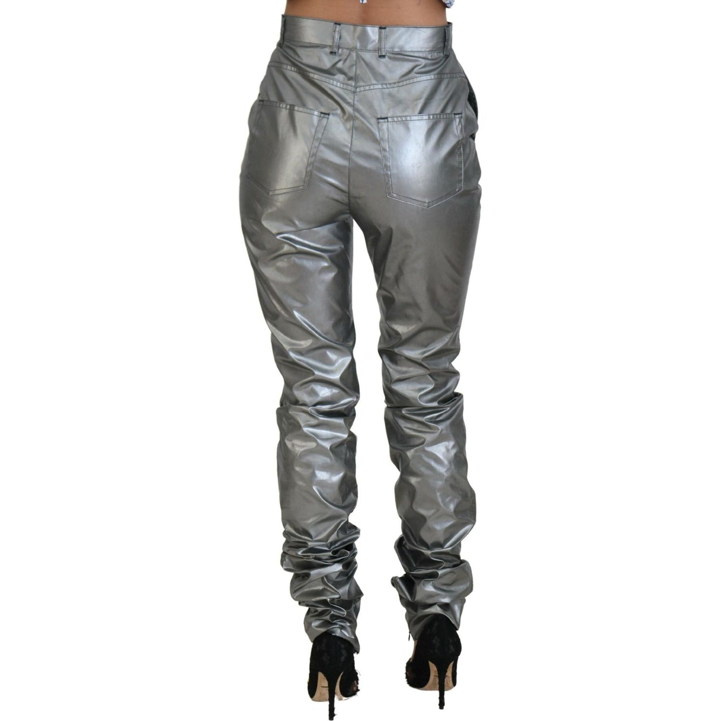 Dolce & Gabbana Metallic Silver High Waist Skinny Pants Dolce & Gabbana