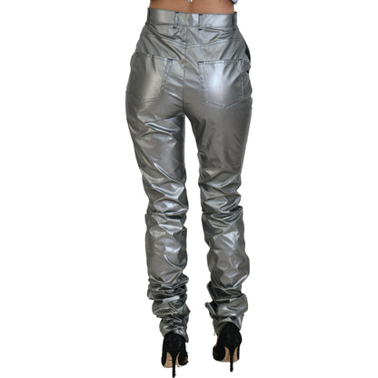 Dolce & Gabbana Metallic Silver High Waist Skinny Pants Dolce & Gabbana