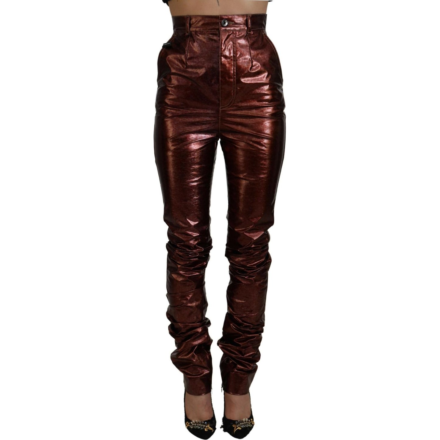 Dolce & Gabbana Metallic Bronze High Waist Skinny Jeans Dolce & Gabbana