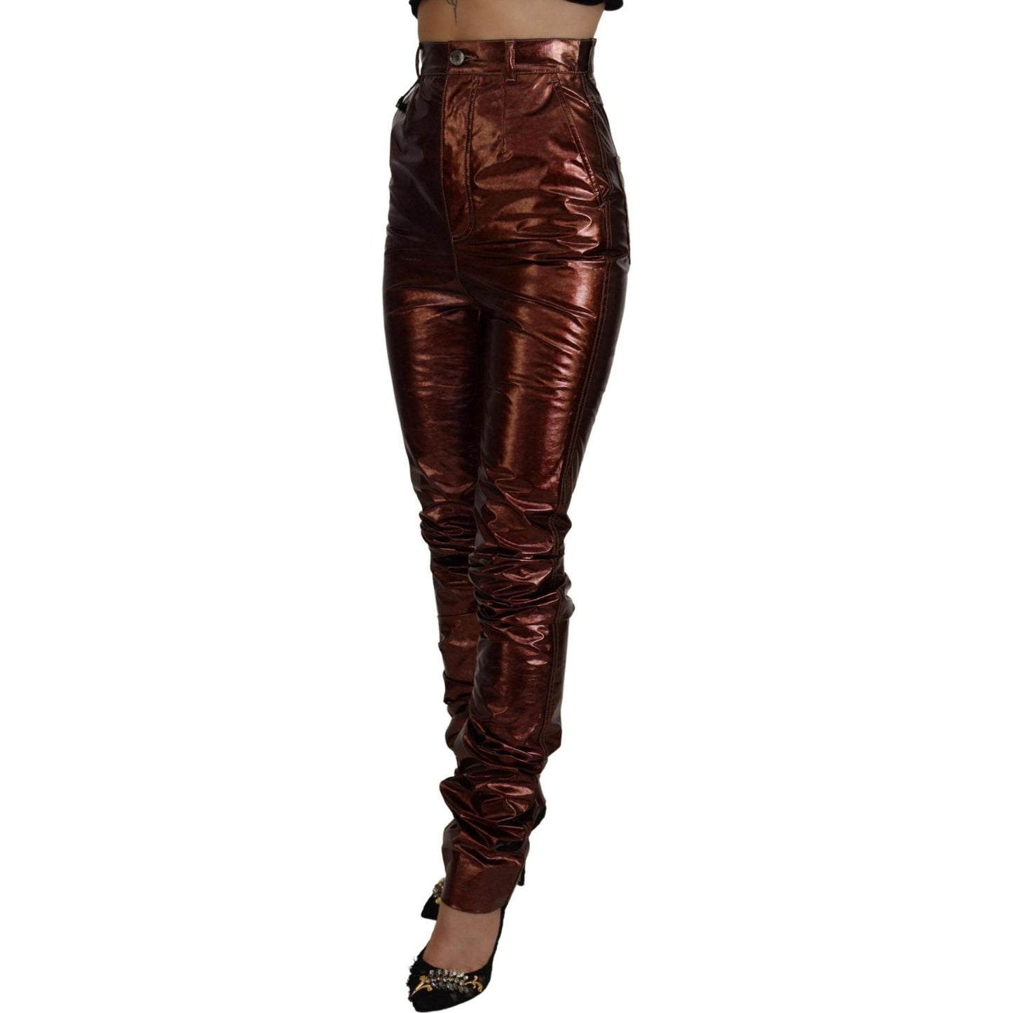 Dolce & Gabbana Metallic Bronze High Waist Skinny Jeans Dolce & Gabbana