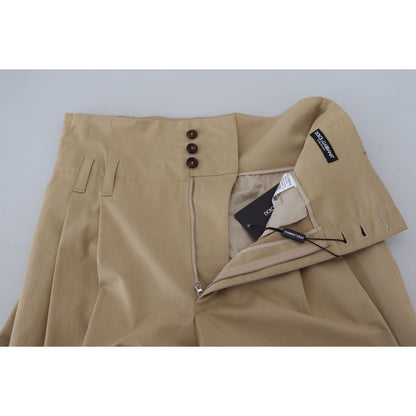 Dolce & Gabbana Brown Cotton High Waist Tapered Pants Dolce & Gabbana