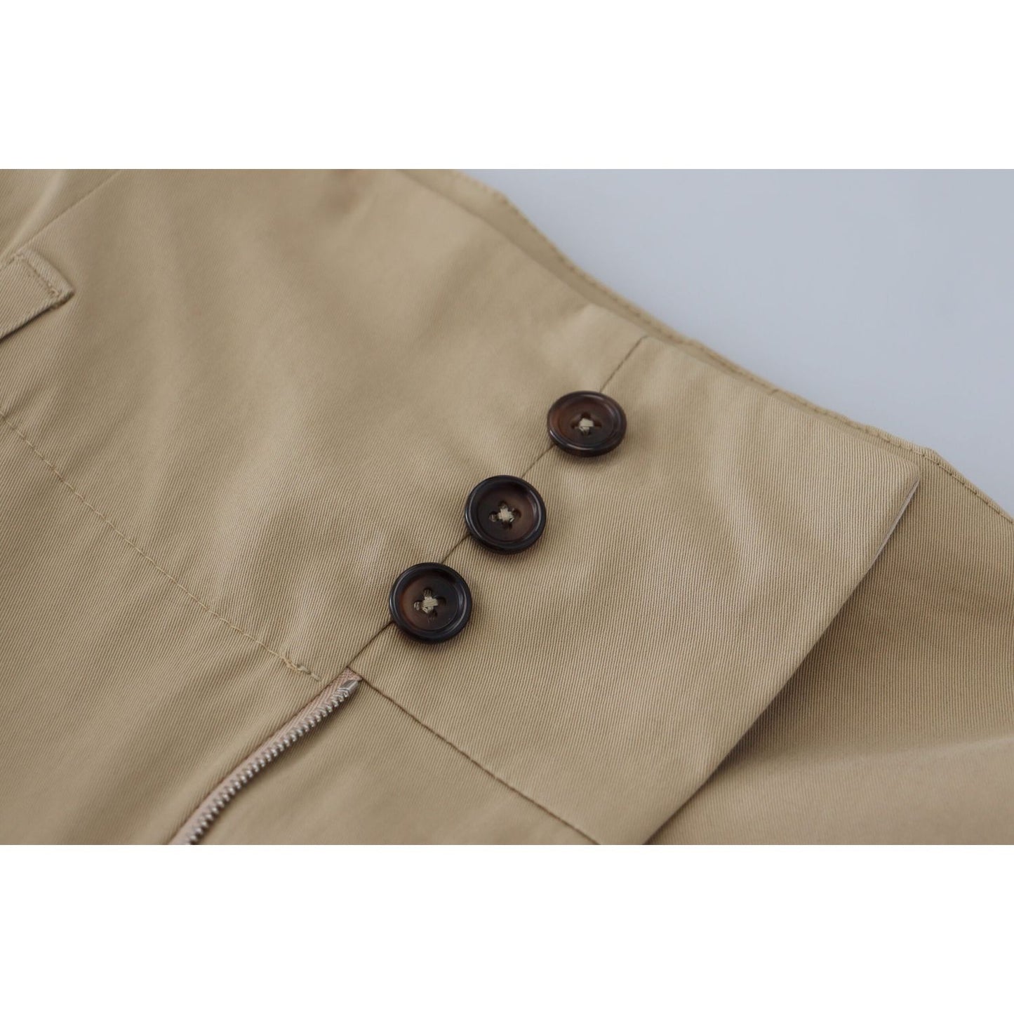 Dolce & Gabbana Brown Cotton High Waist Tapered Pants Dolce & Gabbana