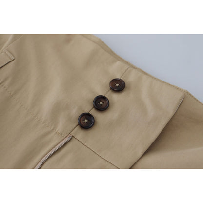Dolce & Gabbana Brown Cotton High Waist Tapered Pants Dolce & Gabbana