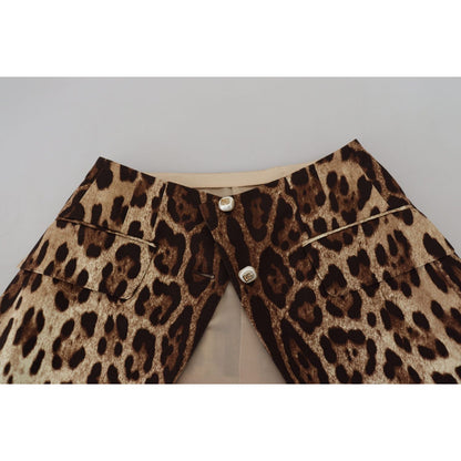 Dolce & Gabbana Brown Leopard Print Wool A-line Mini Skirt Dolce & Gabbana