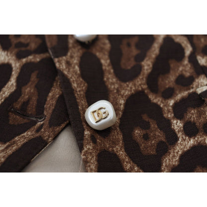 Dolce & Gabbana Brown Leopard Print Wool A-line Mini Skirt Dolce & Gabbana