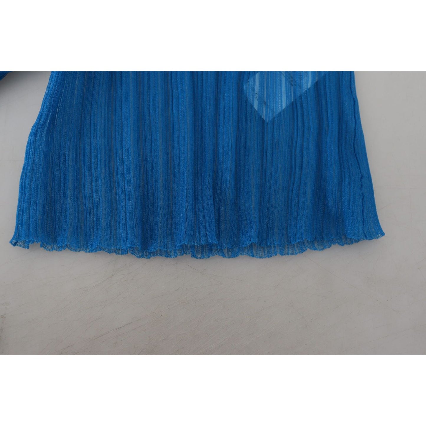 Dolce & Gabbana Blue Mesh Turtleneck Long Sleeve Blouse Top Dolce & Gabbana