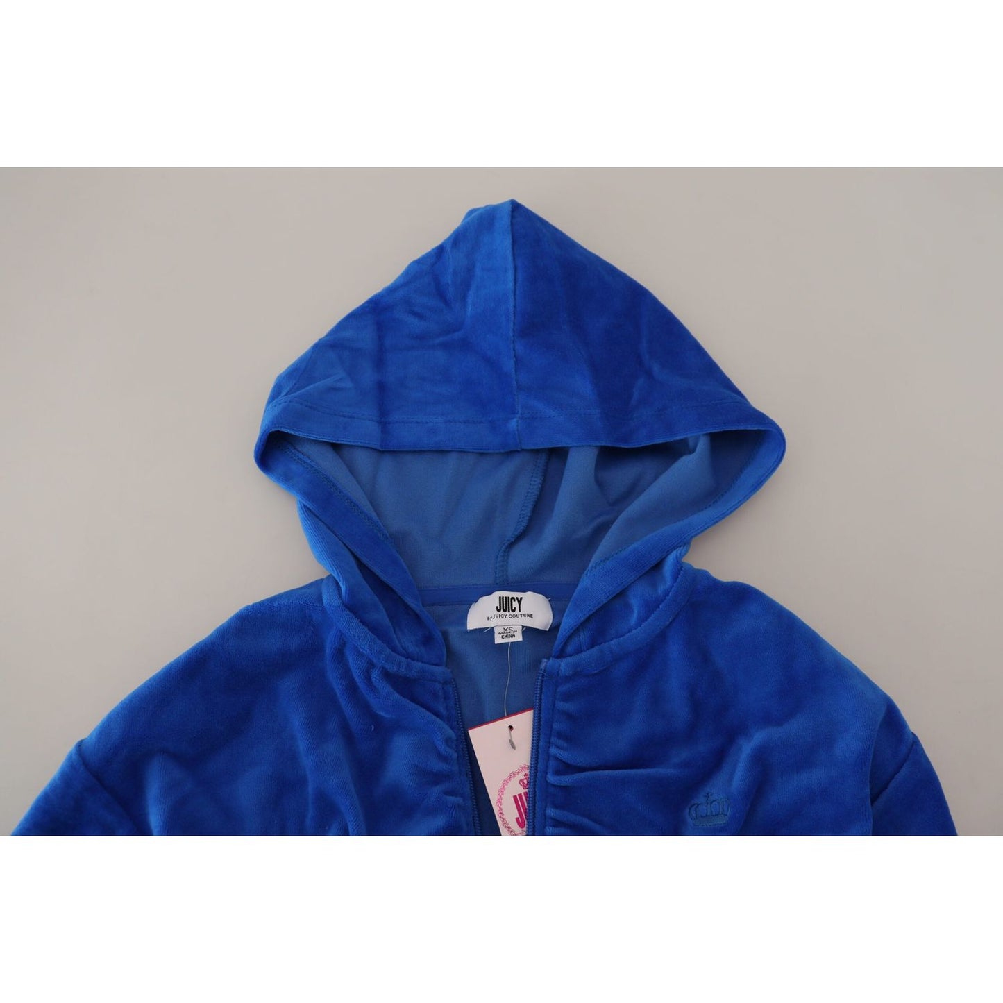Juicy Couture Blue Cotton Full Zip Cropped Hooded Sweatshirt Sweater Juicy Couture