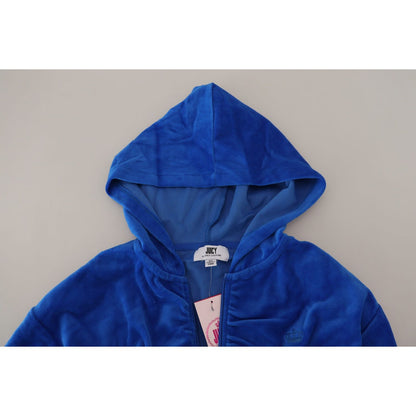 Juicy Couture Blue Cotton Full Zip Cropped Hooded Sweatshirt Sweater Juicy Couture