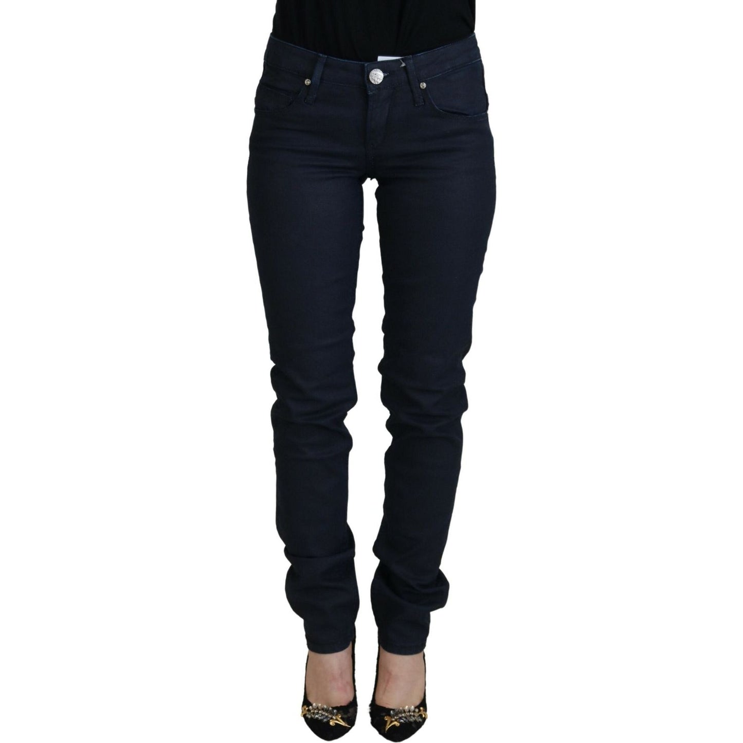 Acht Blue Cotton Low Waist Slim Fit Women Casual Denim Jeans