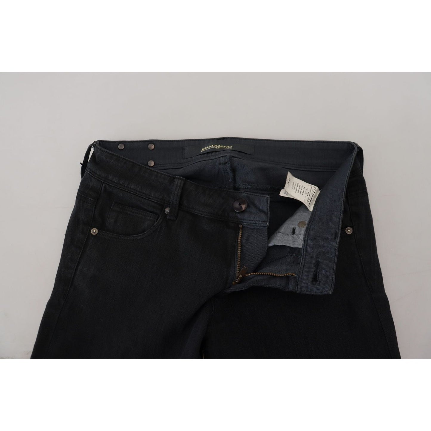 Ermanno Scervino Black Cotton Slim Fit Women Denim Jeans Ermanno Scervino