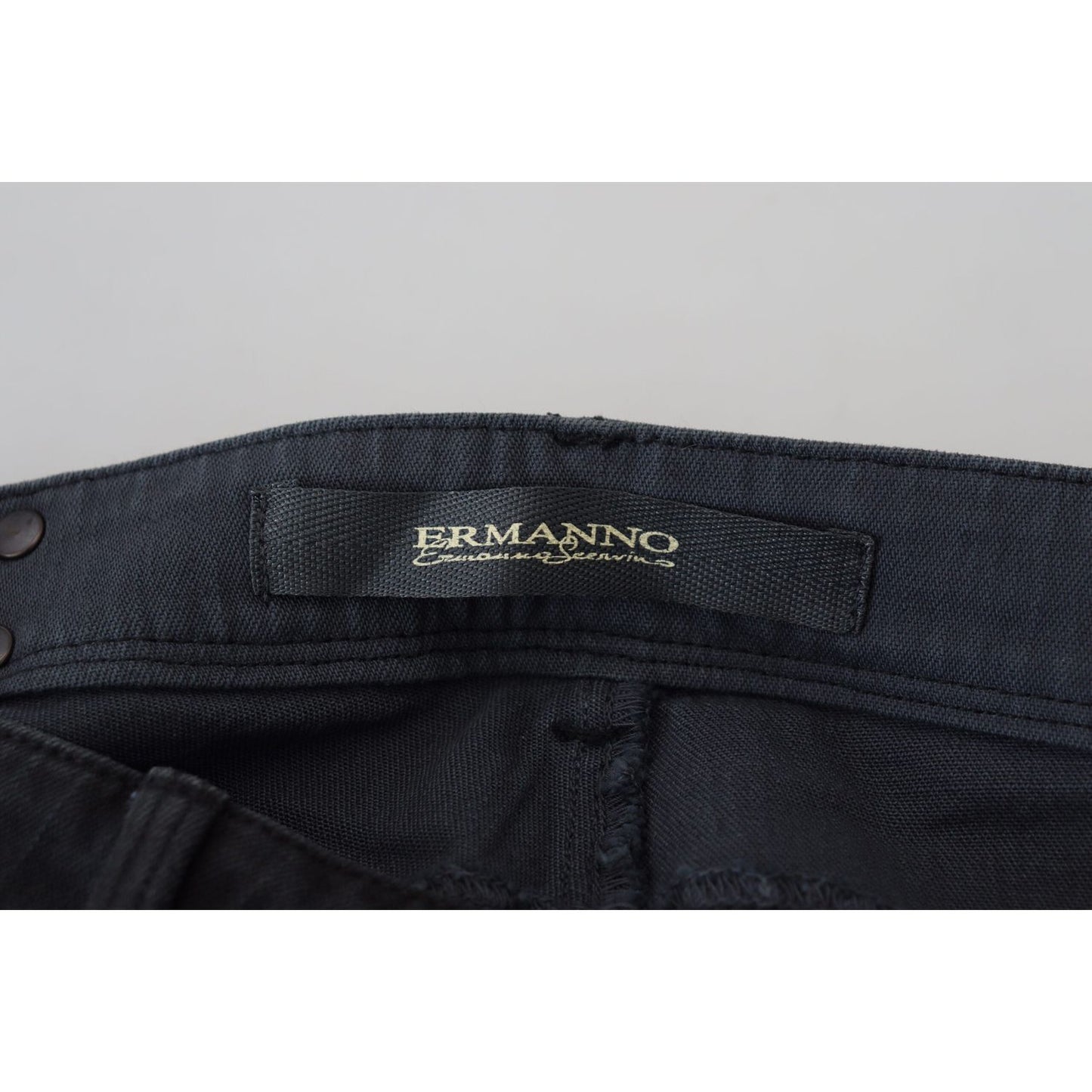 Ermanno Scervino Black Cotton Slim Fit Women Denim Jeans Ermanno Scervino
