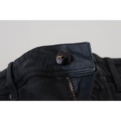 Ermanno Scervino Black Cotton Slim Fit Women Denim Jeans Ermanno Scervino