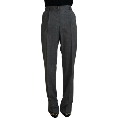 Dolce & Gabbana Gray High Waist Women Wool Pants Dolce & Gabbana