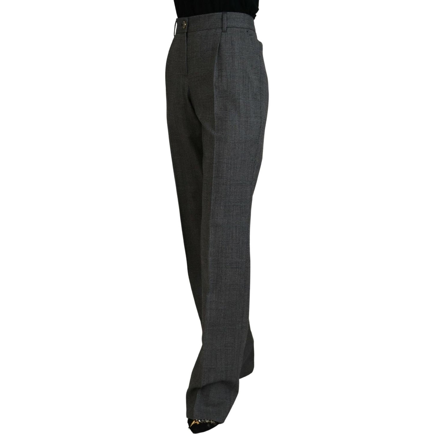 Dolce & Gabbana Gray High Waist Women Wool Pants Dolce & Gabbana