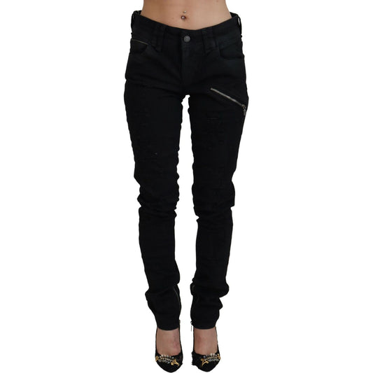 John Galliano Black Cotton Mid Waist Skinny Slim Fit Denim Jeans John Galliano