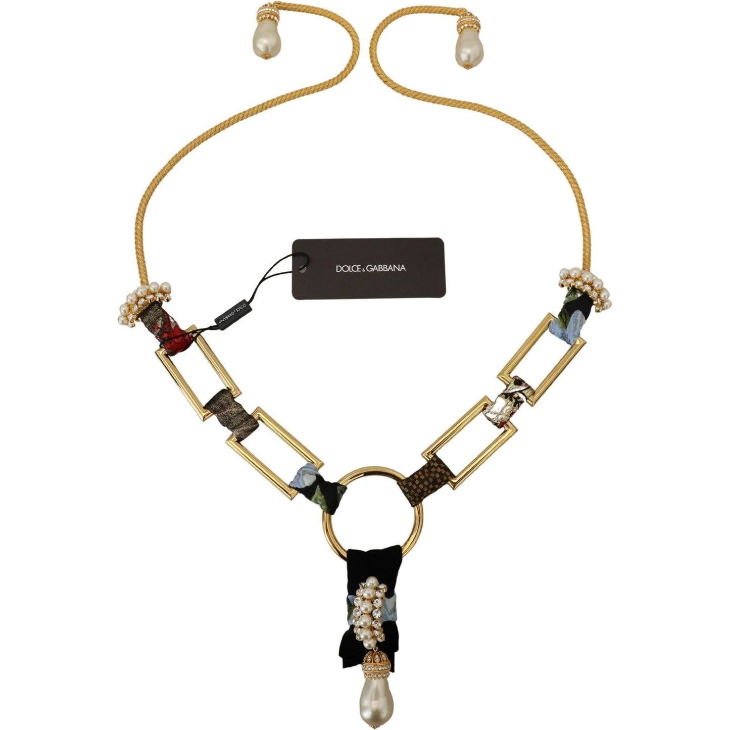 Dolce & Gabbana Gold Brass Sicily Crystal Robe Statement Necklace Dolce & Gabbana