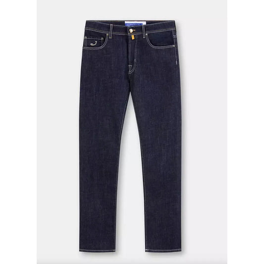 Jacob Cohen Blue Cotton Men Jeans with Straight Leg Cut