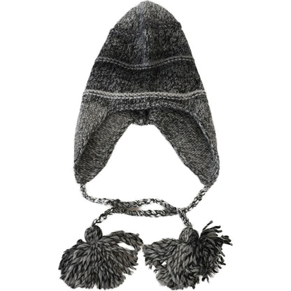 Dolce & Gabbana Gray Warm Fleece Ear Flaps Knit Beanie Hat Dolce & Gabbana