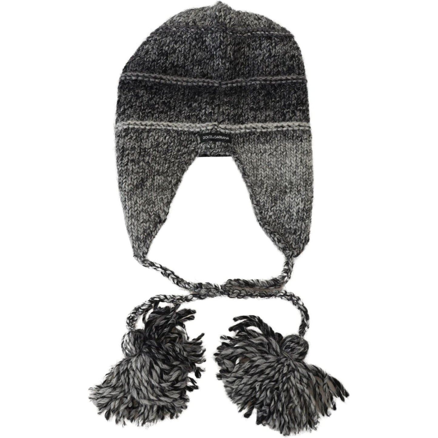 Dolce & Gabbana Gray Warm Fleece Ear Flaps Knit Beanie Hat Dolce & Gabbana