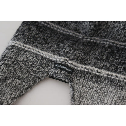 Dolce & Gabbana Gray Warm Fleece Ear Flaps Knit Beanie Hat Dolce & Gabbana
