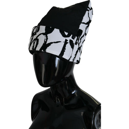 Dolce & Gabbana White Printed Nylon Women Winter Beanie Cap Hat Dolce & Gabbana