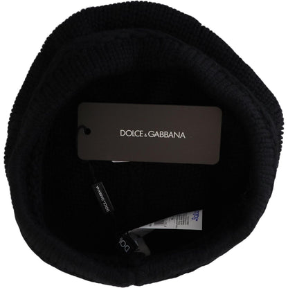 Dolce & Gabbana Black Virgin Wool Women Winter Beanie Cap Hat Dolce & Gabbana