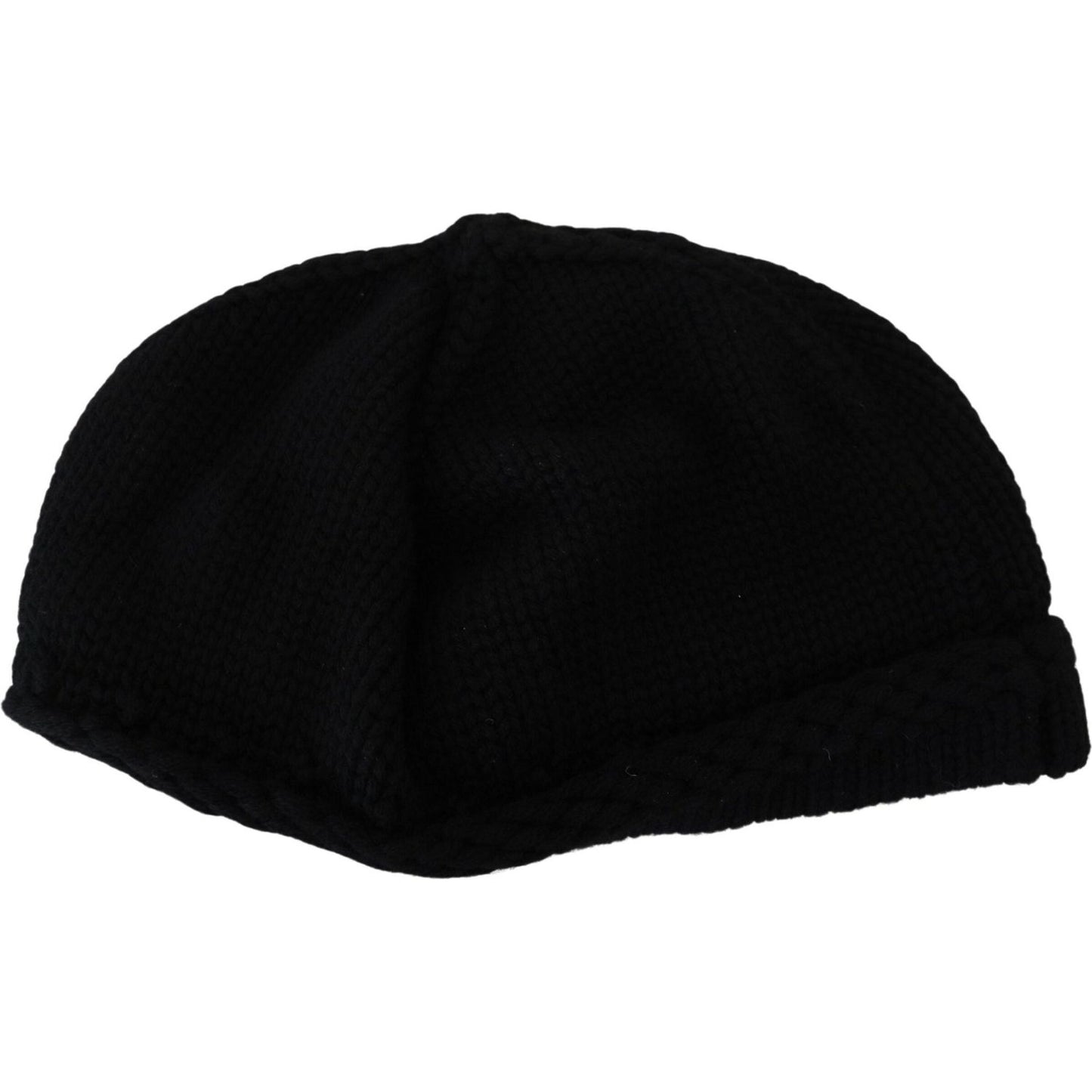 Dolce & Gabbana Black Virgin Wool Women Winter Beanie Cap Hat Dolce & Gabbana