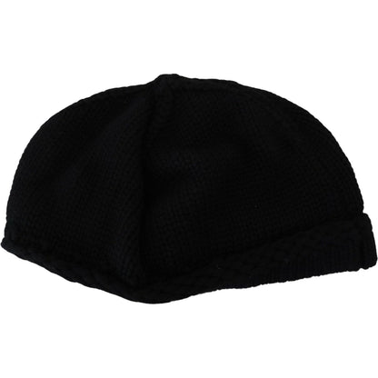 Dolce & Gabbana Black Virgin Wool Women Winter Beanie Cap Hat Dolce & Gabbana