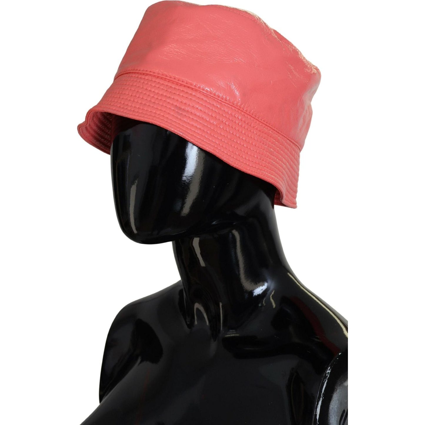 Dolce & Gabbana Peach Quilted Faux Leather Women Bucket Cap Hat Dolce & Gabbana