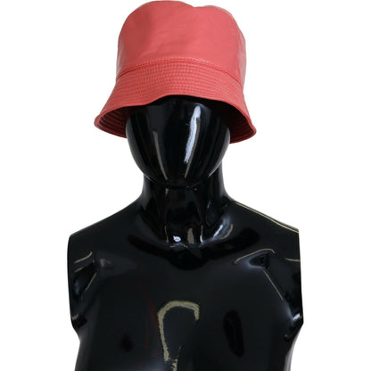 Dolce & Gabbana Peach Quilted Faux Leather Women Bucket Cap Hat Dolce & Gabbana