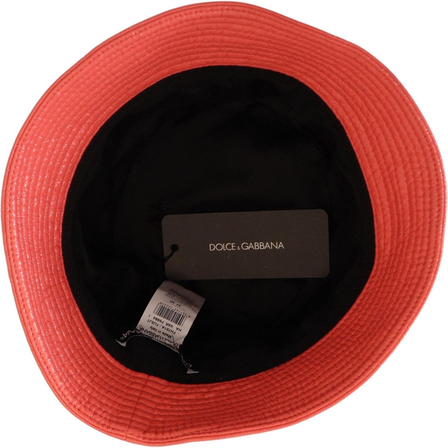 Dolce & Gabbana Peach Quilted Faux Leather Women Bucket Cap Hat Dolce & Gabbana